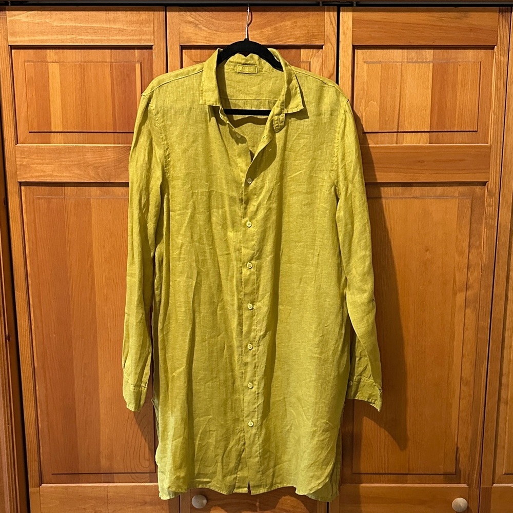 CP Shades Linen Button Down Tunic Maxi Dress